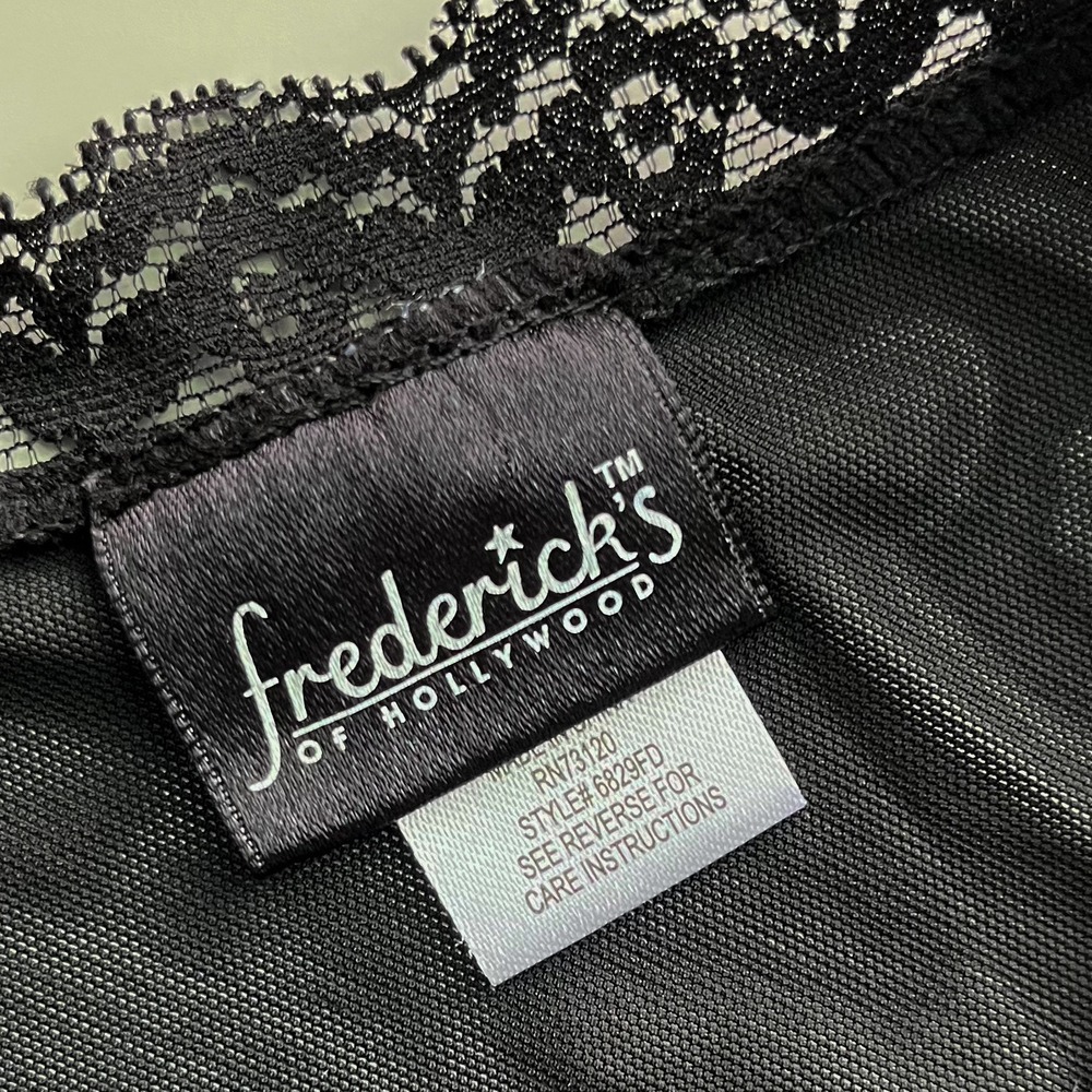 Fredericks of Hollywood Black Lace Chemise Sheer Bodycon Slip Dress Womens Small - Picture 10 of 11
